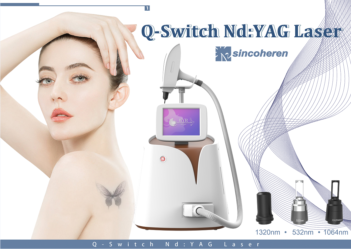 2022 Newest Q-Switched Nd YAG Laser Tattoo Removal Machine 532nm1064nm 1320nm