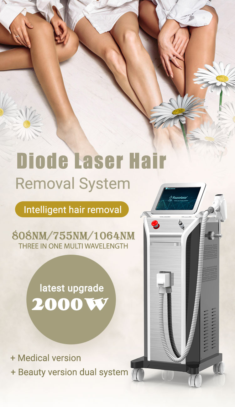 2000W Highest Power Laser Diode 808Nm Hair Removal Machine Razorlase